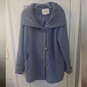 Coldwater Creek Blue Coat w/Shawl Collar/Hood, Front Pockets, Size XL, (1202)